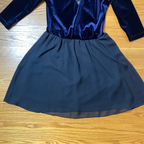 Women’s juniors Divided brand short cocktail dress 3/4 sleeve blue black size 6 - Picture 3 of 14